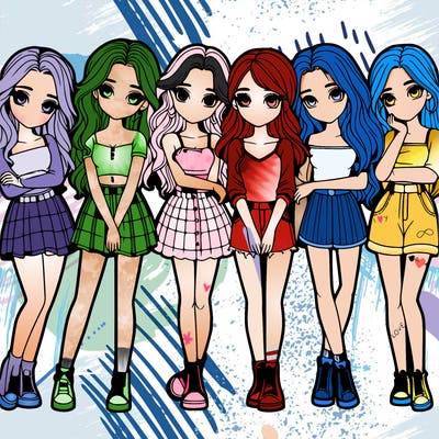 a group of girls realistic