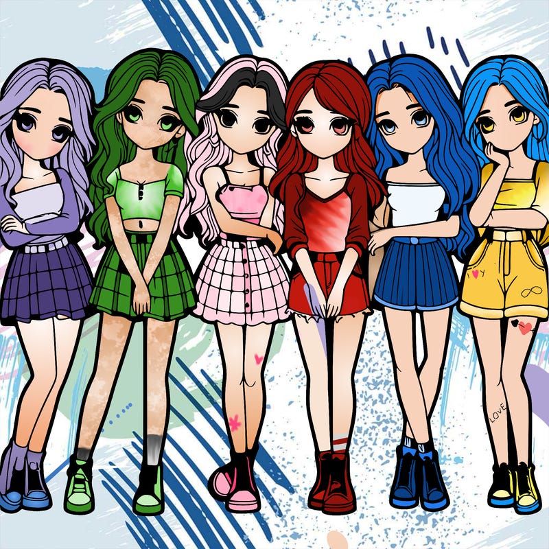 a group of girls realistic