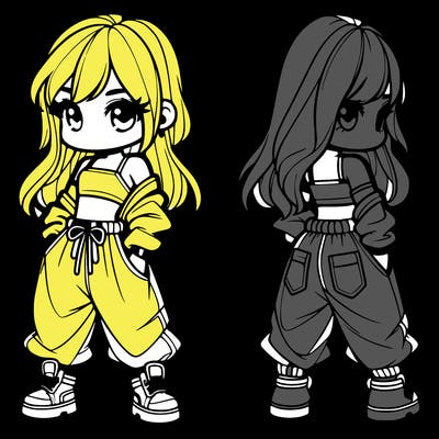 girl in crop top and baggy pants