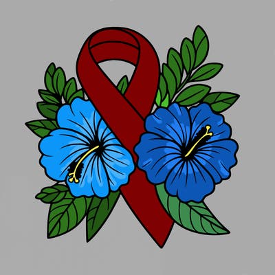 breast cancer awareness with hibiscus flowers