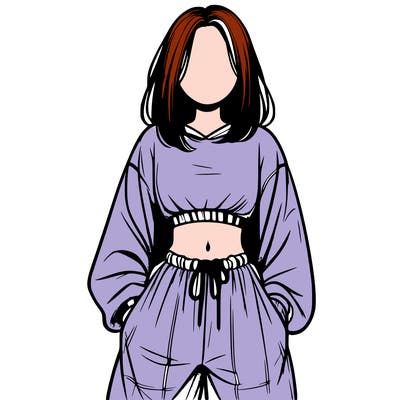 realistic girl faceless with baggy pants and a crop top
