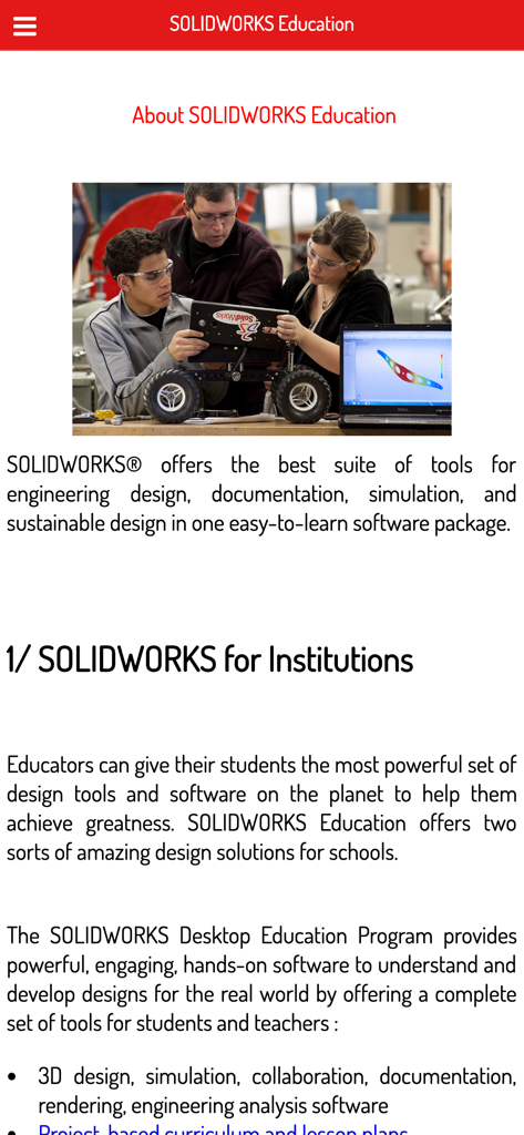 SOLIDWORKS Educationソフトウェアを使用してロボットプロジェクトに取り組む学生たち