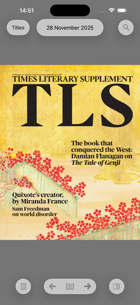 Exactly - La aplicación Exactly muestra la portada digital de la revista Times Literary Supplement en formato de impresión original.