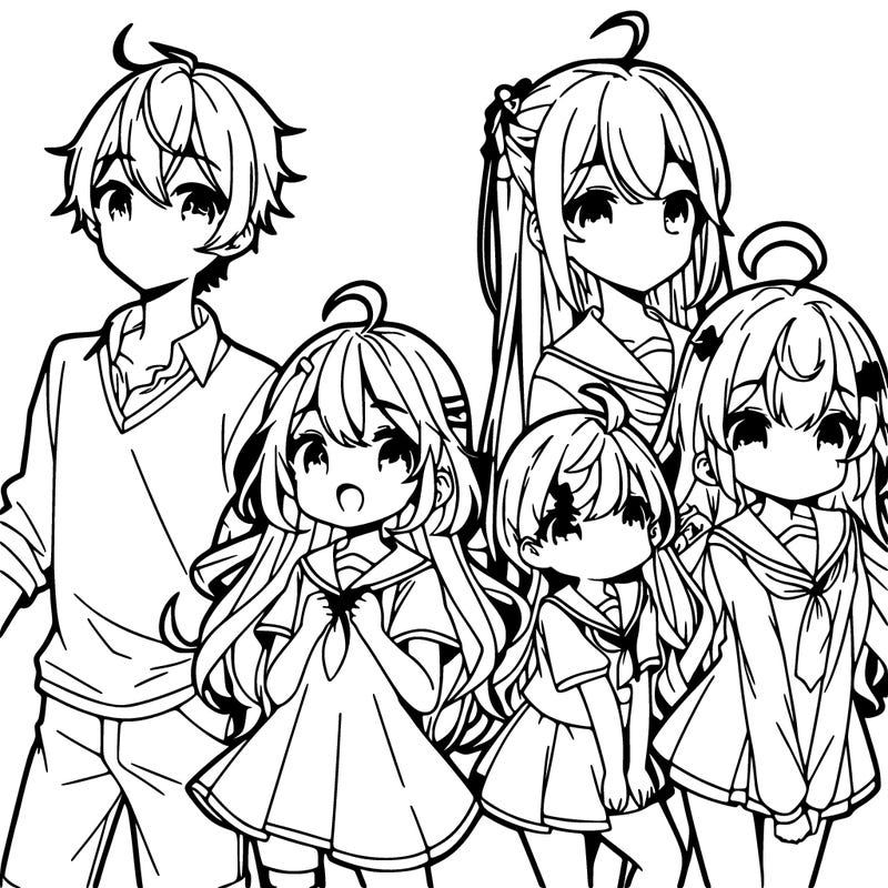 four anime siblings one boy and three girls