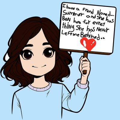 realistic girl holding up a sign