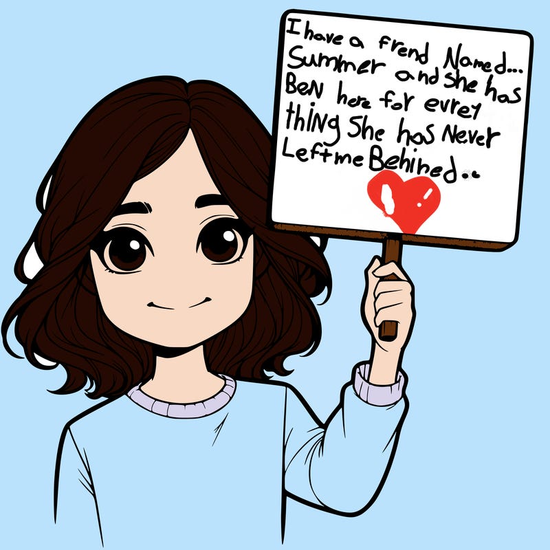 realistic girl holding up a sign