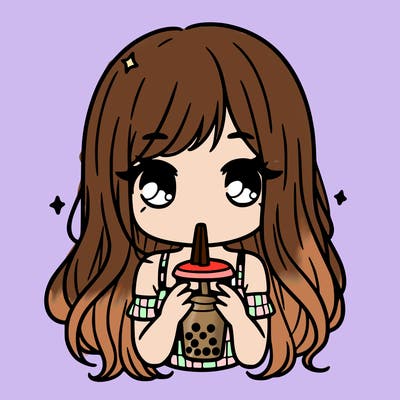 a girl with long hair drinking boba