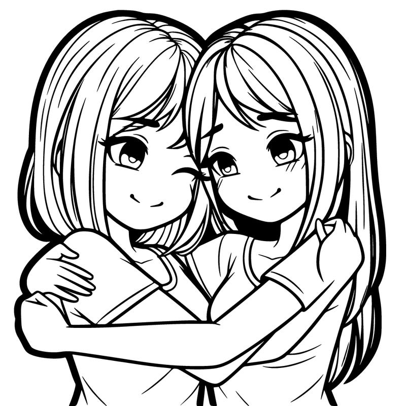 two realistic girls huging each other