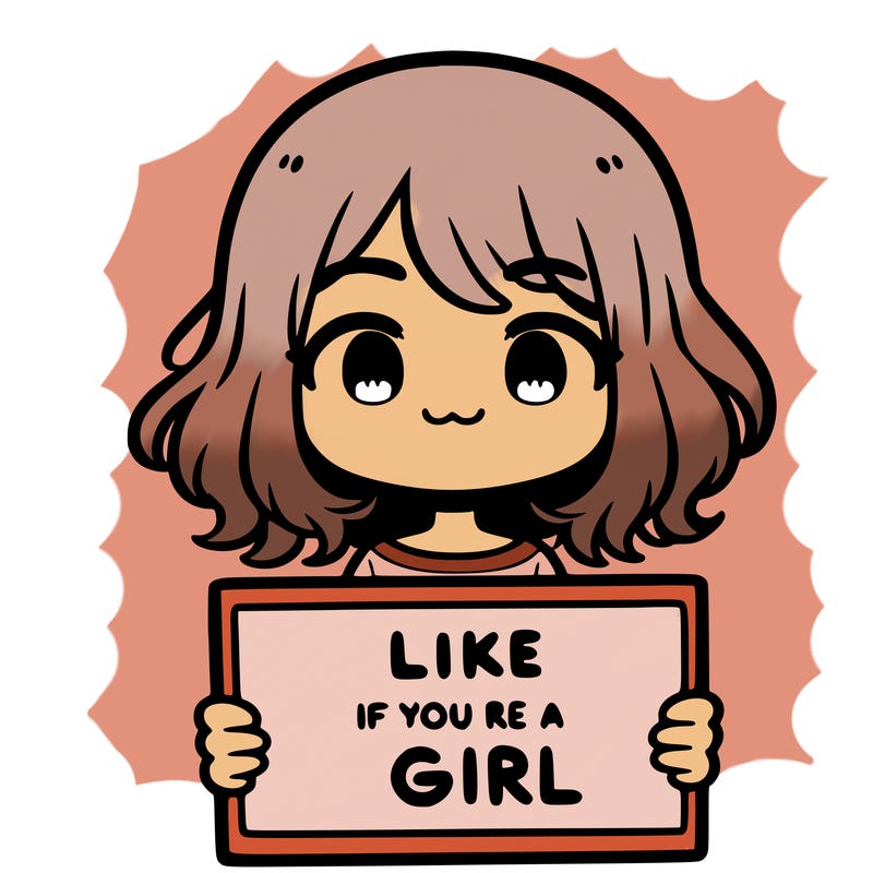 a cute girl holding a sign that says like if you’re a girl