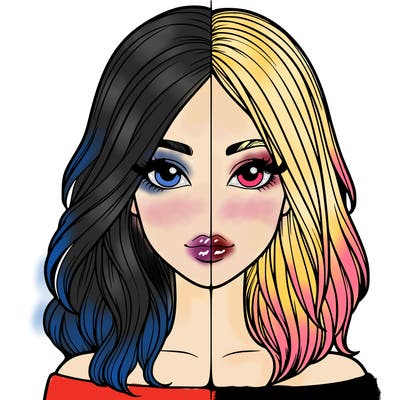 realistic girl in half