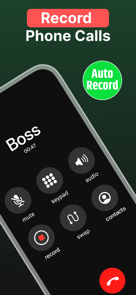 Interfaccia mobile di Call Recorder Rink che mostra una chiamata attiva con la funzionalità di registrazione automatica abilitata.