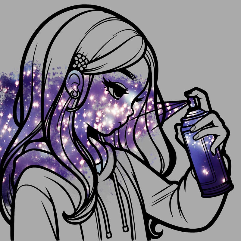 a realistic girl spray painting