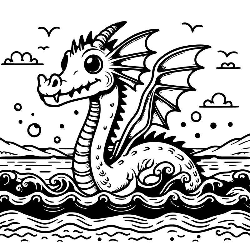 vintage water dragon in the ocean