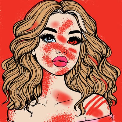 realistic girl with wavy hair and lips