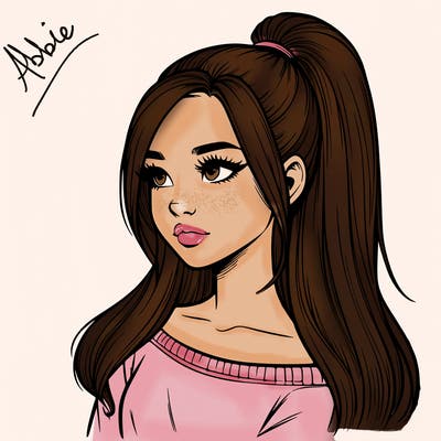 realistic girl with a high ponytail