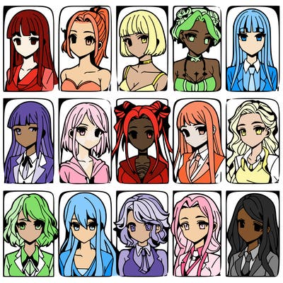 girls that look diffrent anime