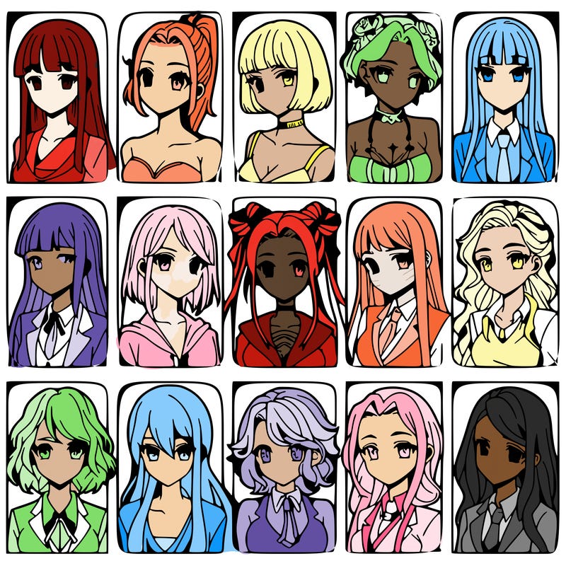 girls that look diffrent anime