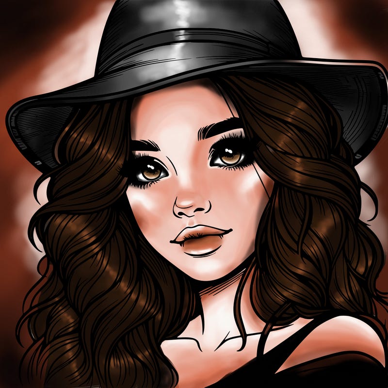 realistic girl with hat