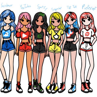 a group of girls wearing crop tops and shorts