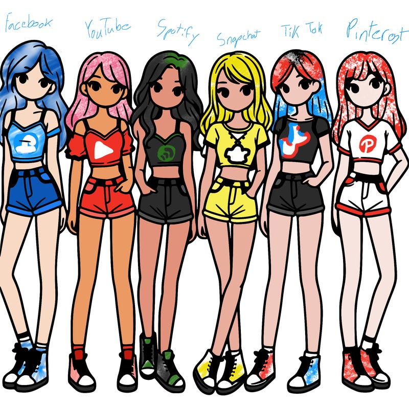 a group of girls wearing crop tops and shorts