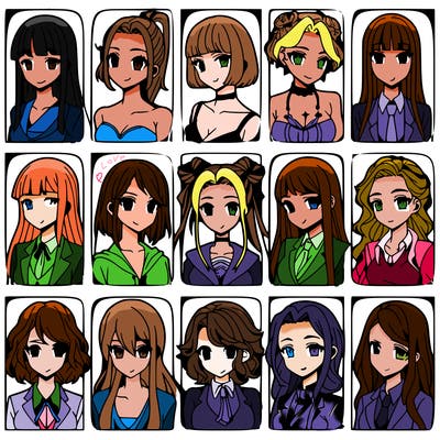 girls that look diffrent anime