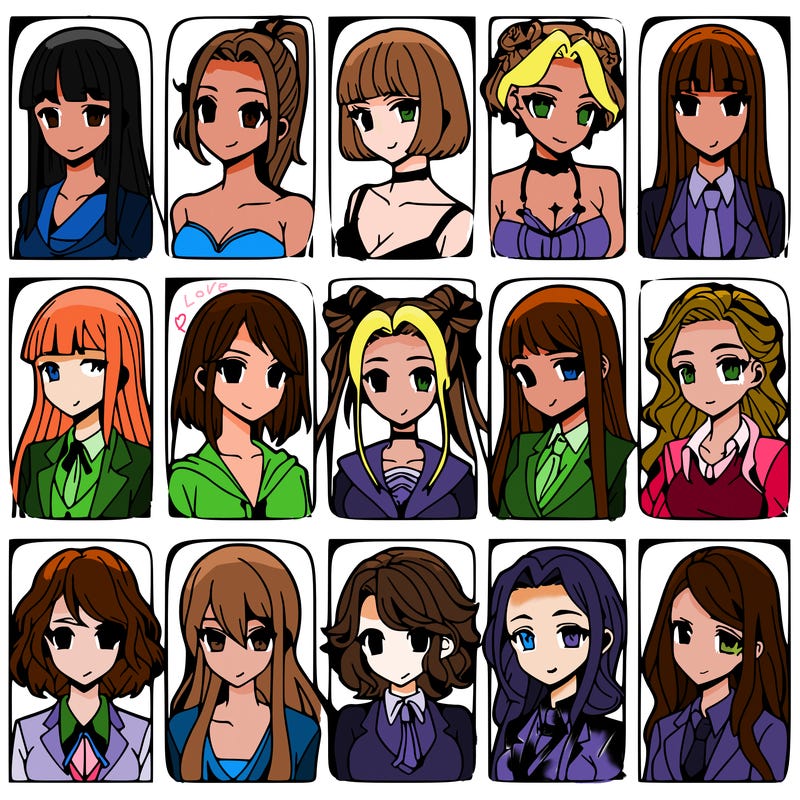 girls that look diffrent anime