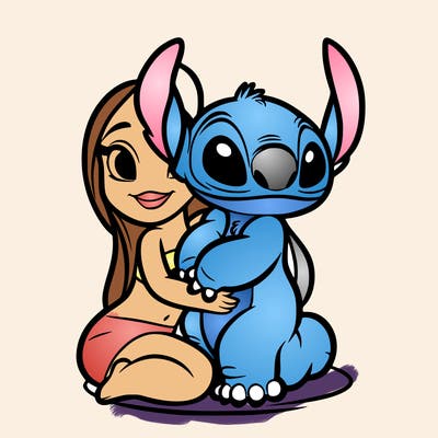 angel from stitch hugging stitch