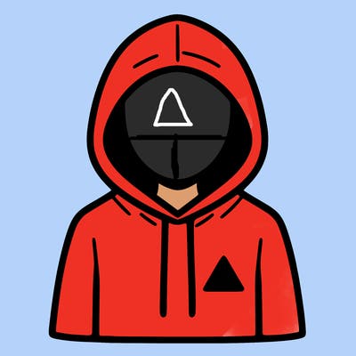 a person with non face waering a hoodie with a small triangle symbol