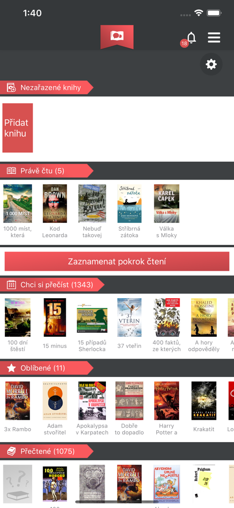 Interface of the Booxy app showing various book lists and reading categories