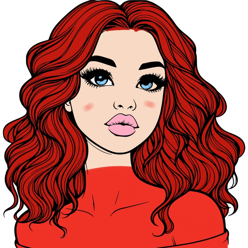 realistic girl with wavy hair and lips