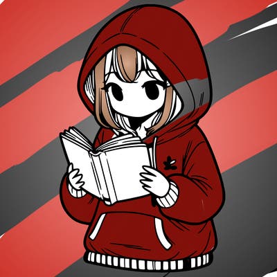 a girl in a hoodie reading a book