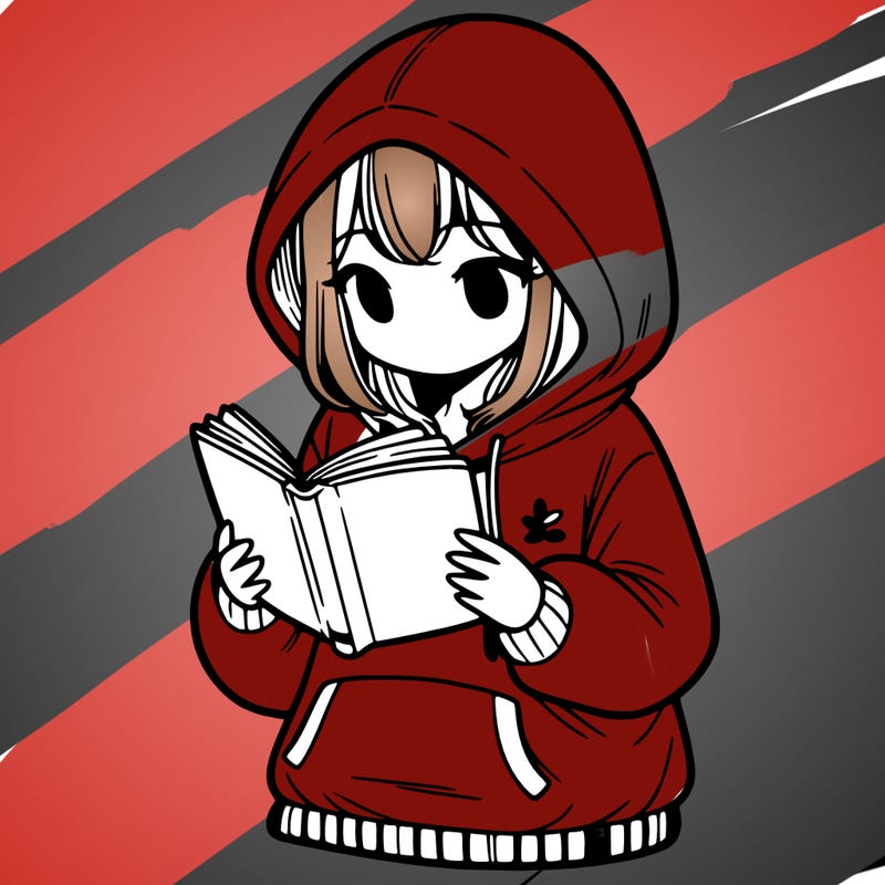 a girl in a hoodie reading a book