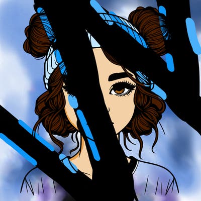 realistic girl with buns in her hair with a beanie on