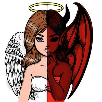 realistic angel half demon