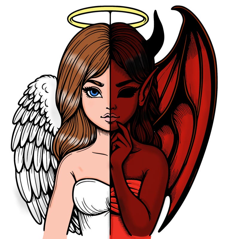 realistic angel half demon