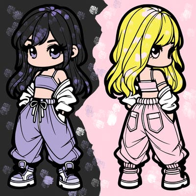 girl in crop top and baggy pants