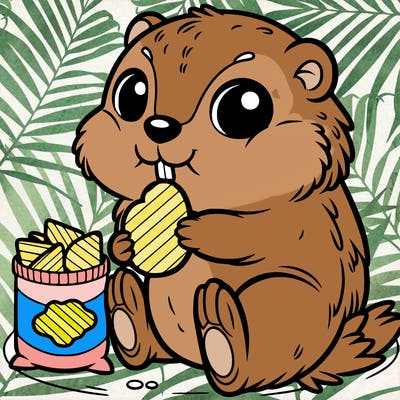 cute groundhog eating chips