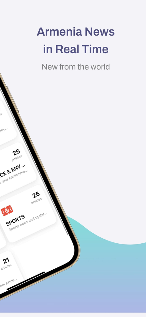 armenia news in real time interface showing sports and environment categories