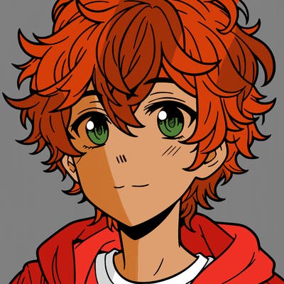 anime boy with wavy and curly hair