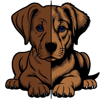 realistic dog split picture