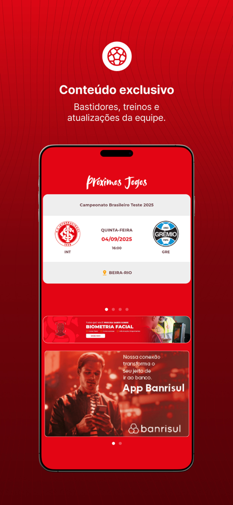Mundo Colorado - Mundo Colorado app interface showing upcoming football matches and exclusive club content