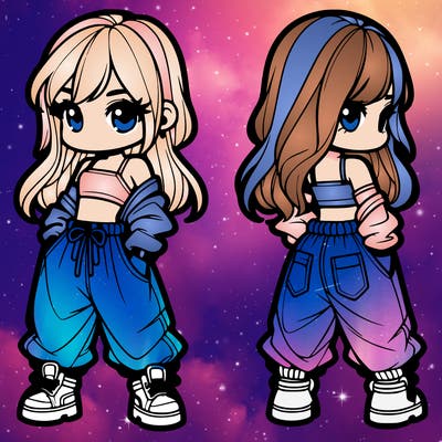 girl in crop top and baggy pants