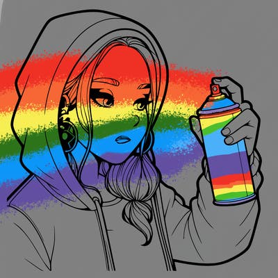 a realistic girl, spray painting