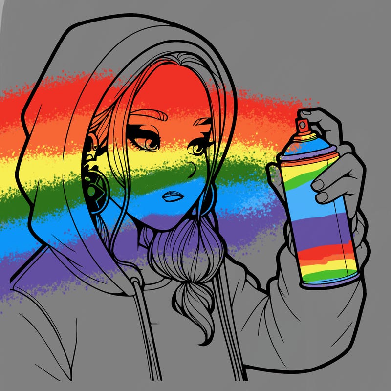 a realistic girl, spray painting