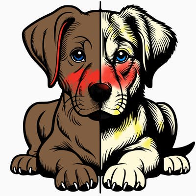 realistic dog split picture