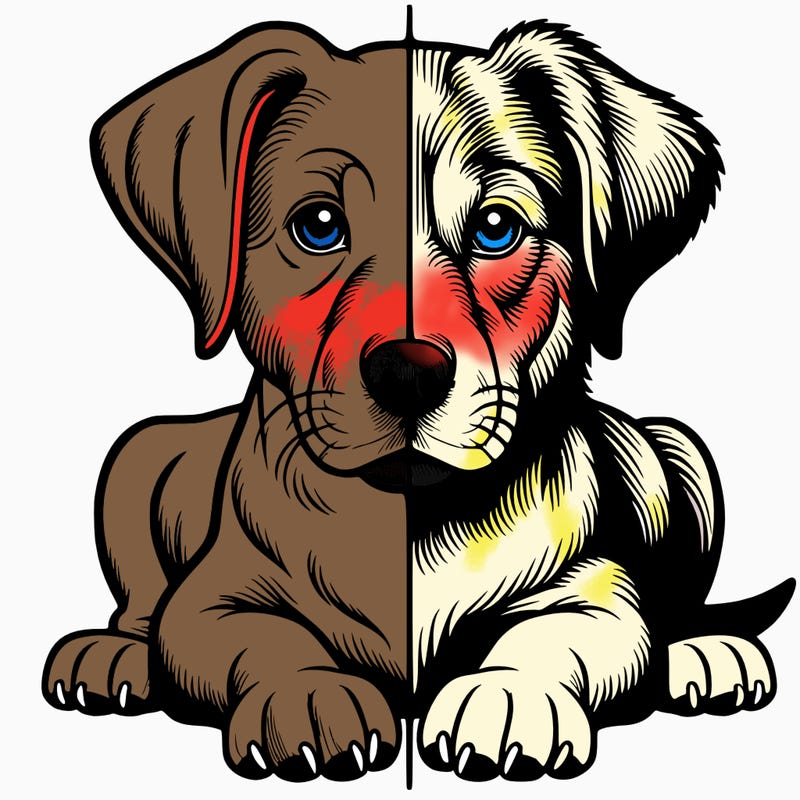 realistic dog split picture
