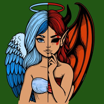 realistic angel half demon