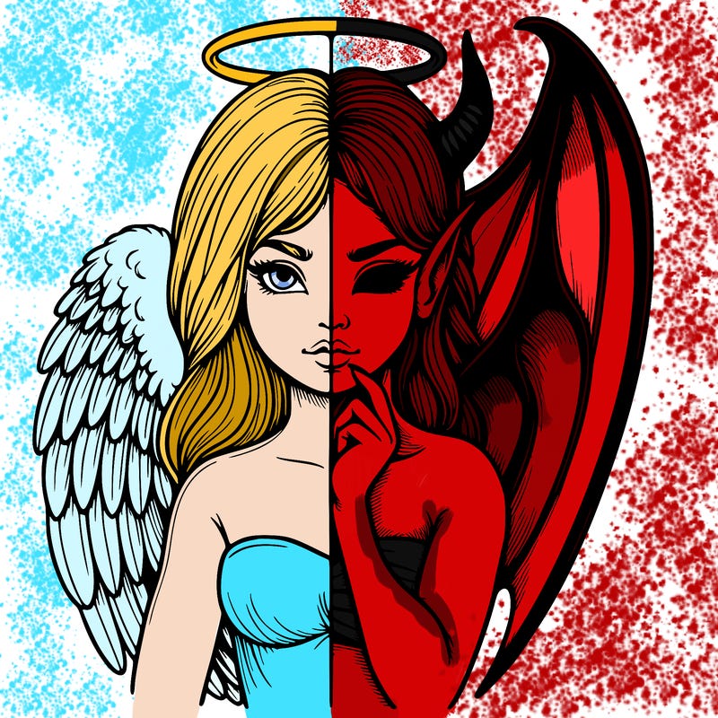 realistic angel half demon