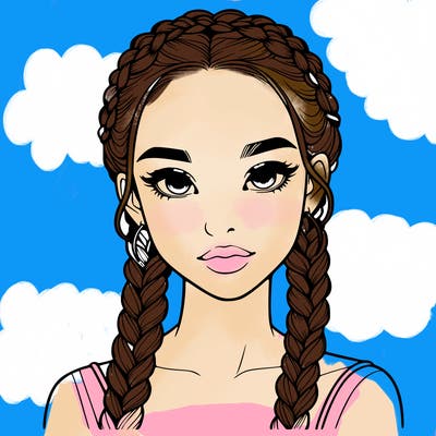 realistic girl with braids