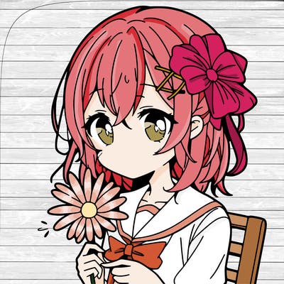 an anime girl with a flower